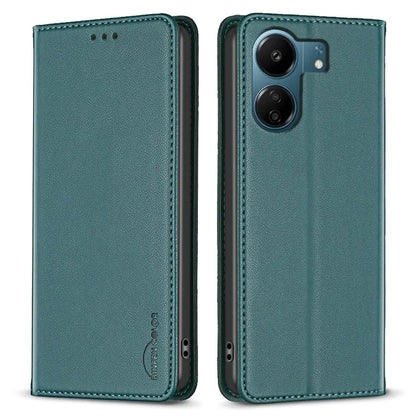 BINFEN COLOR BF18 For Xiaomi Redmi 13C 4G / Poco C65 4G Case Folio Flip PU Leather Phone Cover with Card Slots