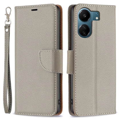 For Xiaomi Redmi 13C 4G / Poco C65 4G Case Stand PU Leather Phone Cover Litchi Texture Folio Flip Shell