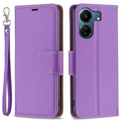 For Xiaomi Redmi 13C 4G / Poco C65 4G Case Stand PU Leather Phone Cover Litchi Texture Folio Flip Shell