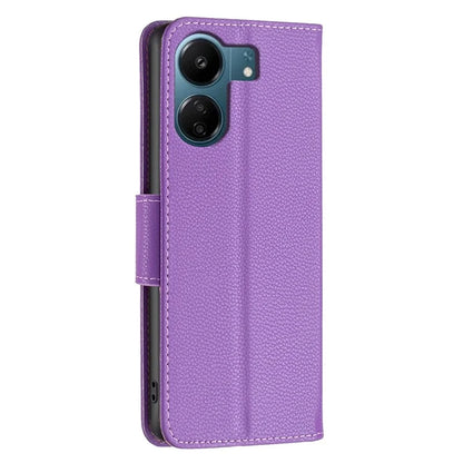 For Xiaomi Redmi 13C 4G / Poco C65 4G Case Stand PU Leather Phone Cover Litchi Texture Folio Flip Shell
