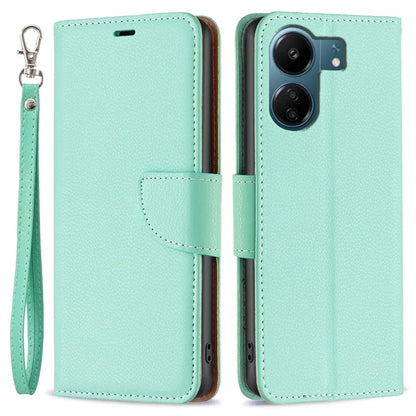 For Xiaomi Redmi 13C 4G / Poco C65 4G Case Stand PU Leather Phone Cover Litchi Texture Folio Flip Shell