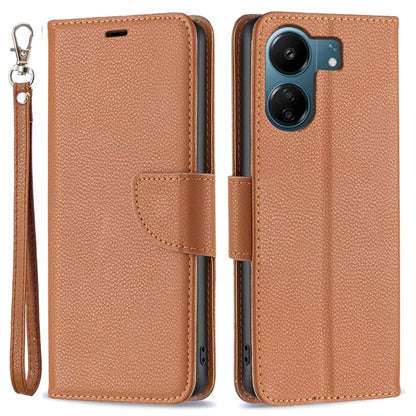 For Xiaomi Redmi 13C 4G / Poco C65 4G Case Stand PU Leather Phone Cover Litchi Texture Folio Flip Shell