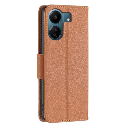 For Xiaomi Redmi 13C 4G / Poco C65 4G Case Stand PU Leather Phone Cover Litchi Texture Folio Flip Shell