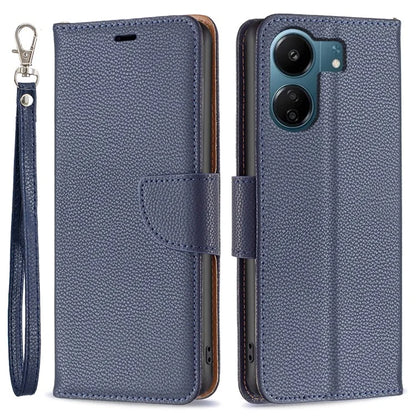 For Xiaomi Redmi 13C 4G / Poco C65 4G Case Stand PU Leather Phone Cover Litchi Texture Folio Flip Shell