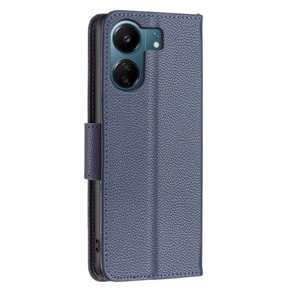For Xiaomi Redmi 13C 4G / Poco C65 4G Case Stand PU Leather Phone Cover Litchi Texture Folio Flip Shell