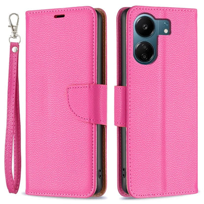 For Xiaomi Redmi 13C 4G / Poco C65 4G Case Stand PU Leather Phone Cover Litchi Texture Folio Flip Shell