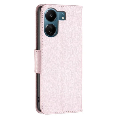 For Xiaomi Redmi 13C 4G / Poco C65 4G Case Stand PU Leather Phone Cover Litchi Texture Folio Flip Shell Gold