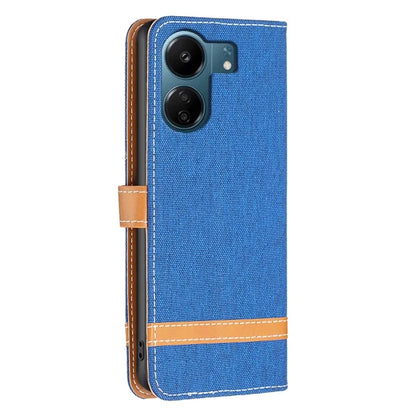 For Xiaomi Redmi 13C 4G / Poco C65 4G Case Jeans Cloth Splicing Stand PU Leather Cellphone Cover