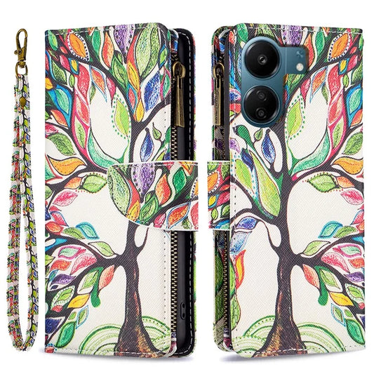 BF03 For Xiaomi Redmi 13C 4G / Poco C65 4G Case Zipper Wallet Leather Stand Cellphone Cover