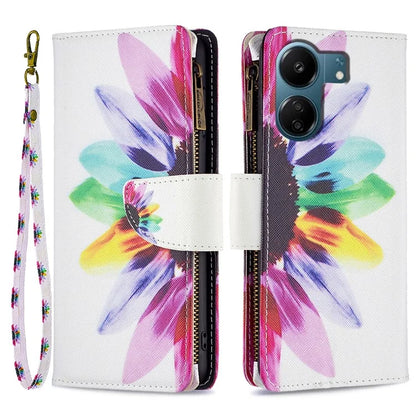 BF03 For Xiaomi Redmi 13C 4G / Poco C65 4G Case Zipper Wallet Leather Stand Cellphone Cover