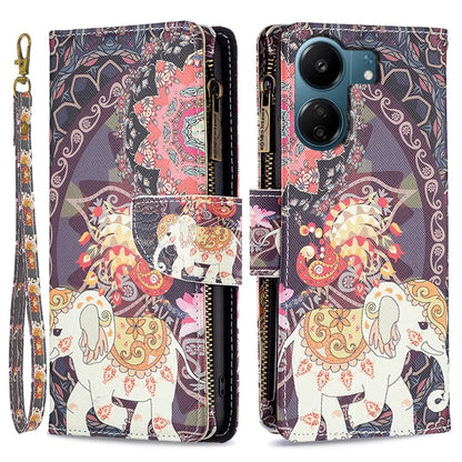 BF03 For Xiaomi Redmi 13C 4G / Poco C65 4G Case Zipper Wallet Leather Stand Cellphone Cover