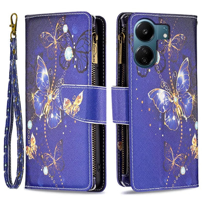 BF03 For Xiaomi Redmi 13C 4G / Poco C65 4G Case Zipper Wallet Leather Stand Cellphone Cover