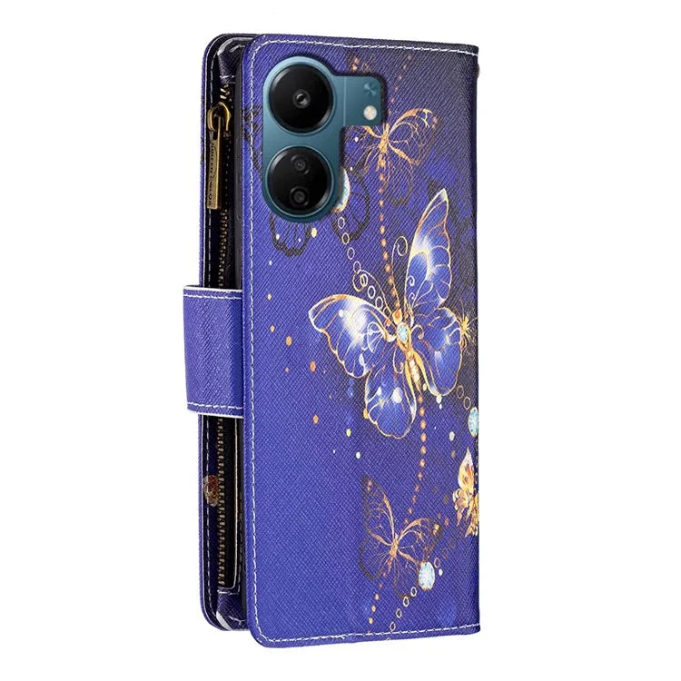 BF03 For Xiaomi Redmi 13C 4G / Poco C65 4G Case Zipper Wallet Leather Stand Cellphone Cover