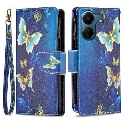 BF03 For Xiaomi Redmi 13C 4G / Poco C65 4G Case Zipper Wallet Leather Stand Cellphone Cover