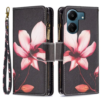 BF03 For Xiaomi Redmi 13C 4G / Poco C65 4G Case Zipper Wallet Leather Stand Cellphone Cover