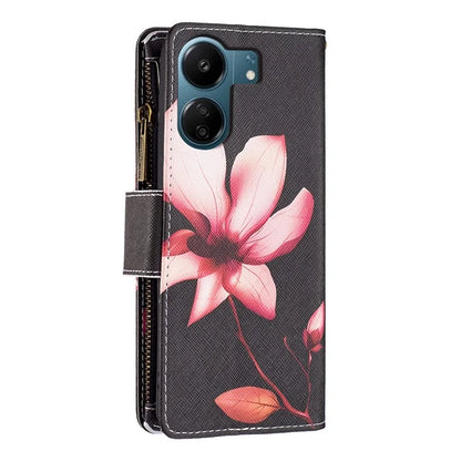 BF03 For Xiaomi Redmi 13C 4G / Poco C65 4G Case Zipper Wallet Leather Stand Cellphone Cover