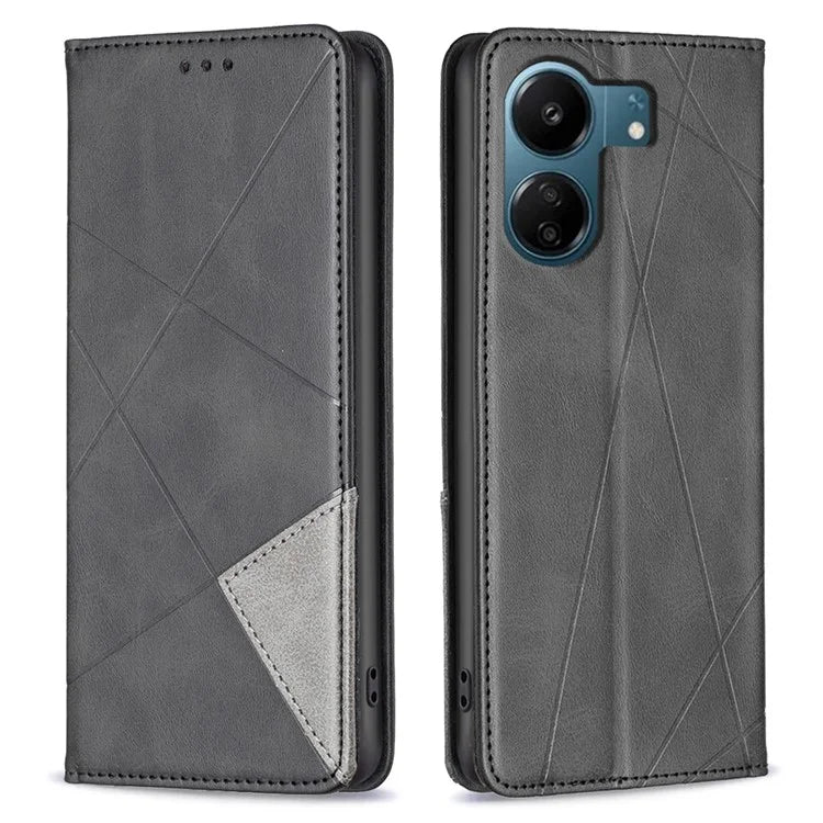 For Xiaomi Redmi 13C 4G / Poco C65 4G Case PU Leather Phone Cover Anti-Scratch Shell with Card Slots
