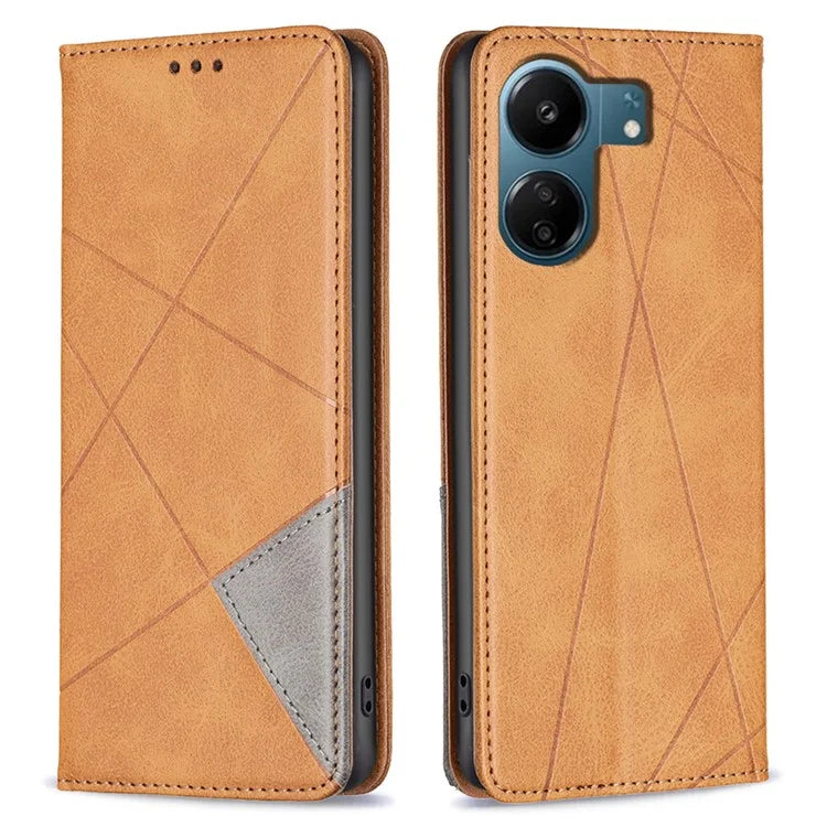 For Xiaomi Redmi 13C 4G / Poco C65 4G Case PU Leather Phone Cover Anti-Scratch Shell with Card Slots