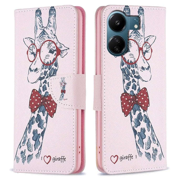 For Xiaomi Redmi 13C 4G / Poco C65 4G Case PU Leather Pattern Printed Smart Phone Wallet Cover