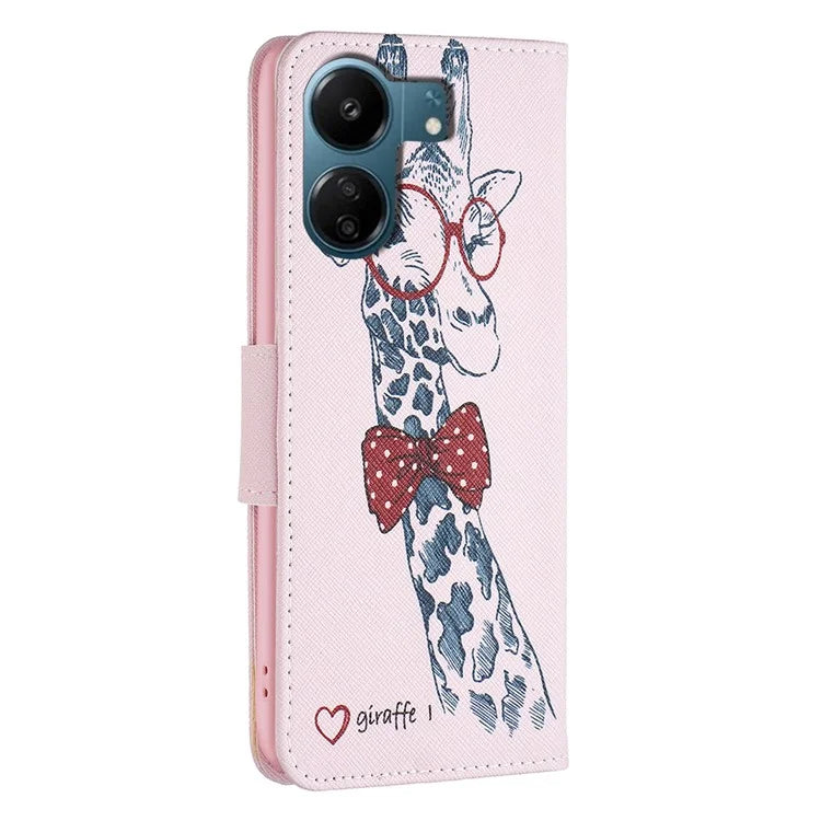 For Xiaomi Redmi 13C 4G / Poco C65 4G Case PU Leather Pattern Printed Smart Phone Wallet Cover