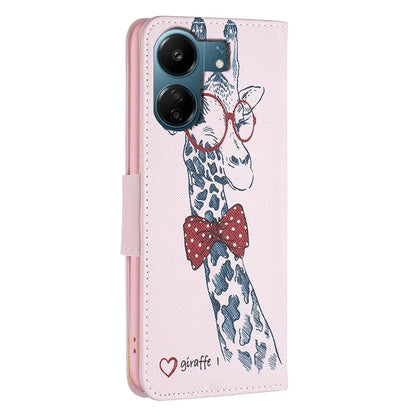 For Xiaomi Redmi 13C 4G / Poco C65 4G Case PU Leather Pattern Printed Smart Phone Wallet Cover
