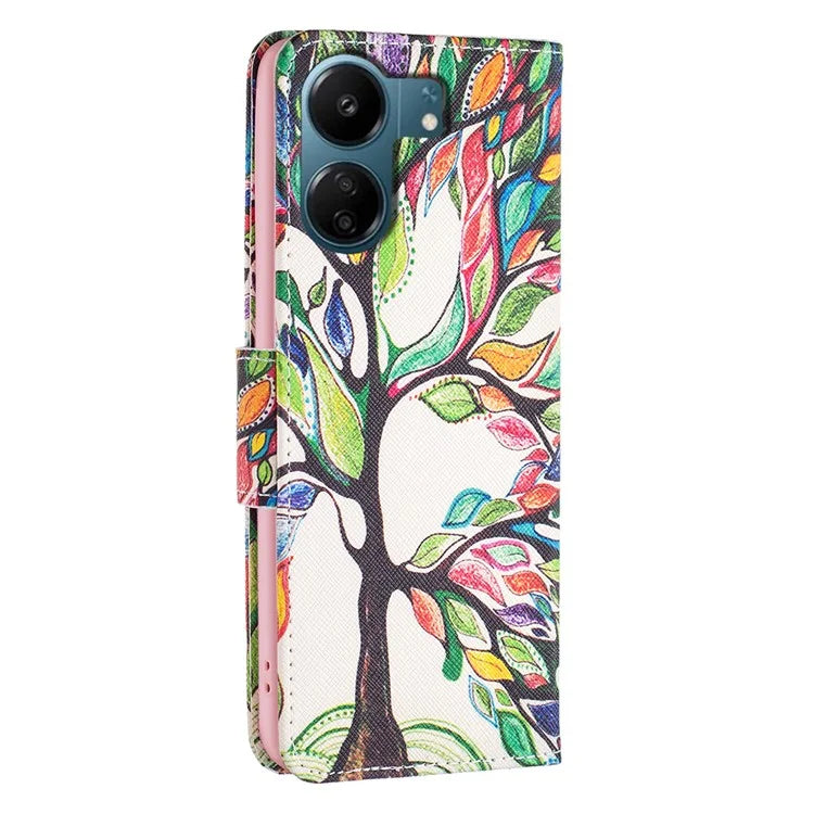 For Xiaomi Redmi 13C 4G / Poco C65 4G Case PU Leather Pattern Printed Smart Phone Wallet Cover