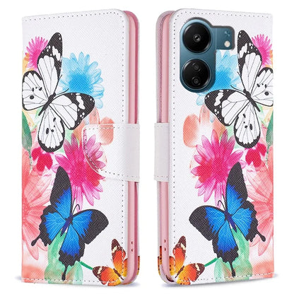 For Xiaomi Redmi 13C 4G / Poco C65 4G Case PU Leather Pattern Printed Smart Phone Wallet Cover