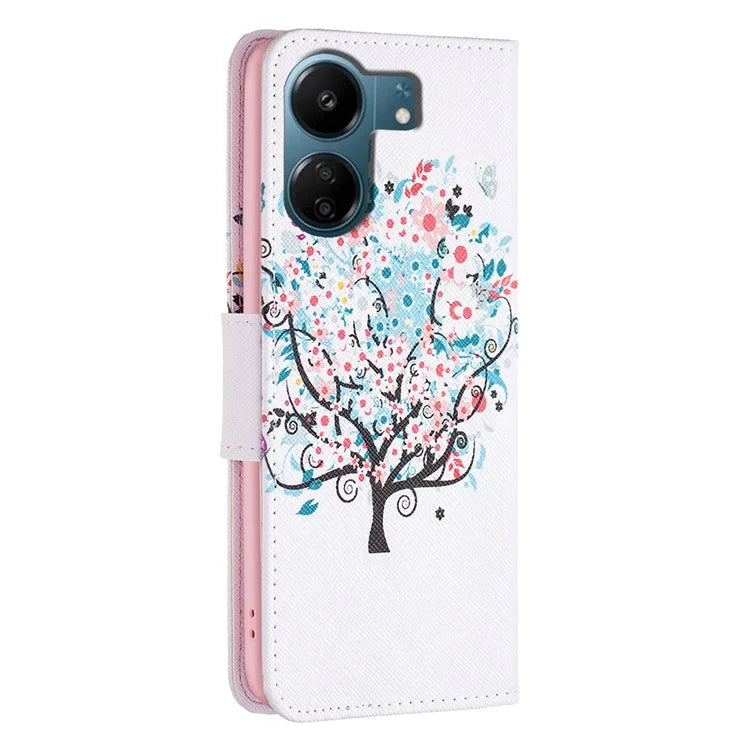 For Xiaomi Redmi 13C 4G / Poco C65 4G Case PU Leather Pattern Printed Smart Phone Wallet Cover