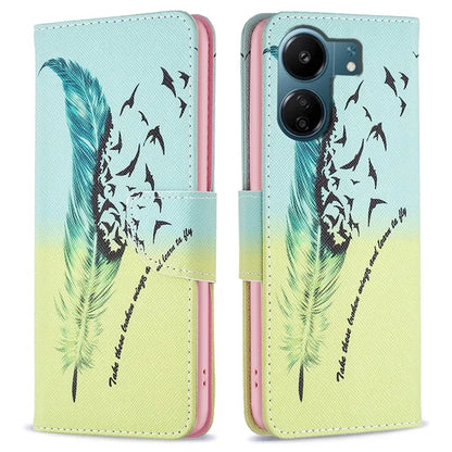 For Xiaomi Redmi 13C 4G / Poco C65 4G Case PU Leather Pattern Printed Smart Phone Wallet Cover