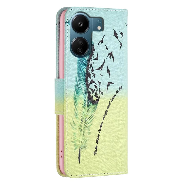 For Xiaomi Redmi 13C 4G / Poco C65 4G Case PU Leather Pattern Printed Smart Phone Wallet Cover
