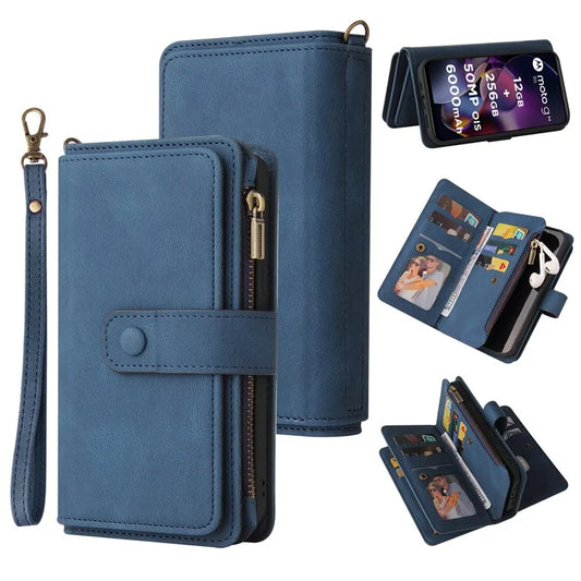 KT Multi-Functional Series-2 For Motorola Moto G54 5G Case Zipper Pocket Leather Wallet Phone Cover
