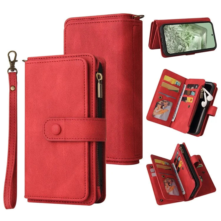 KT Multi-Functional Series-2 For Google Pixel 8a Cover Skin-Touch Phone Case Leather Multifunction Wallet