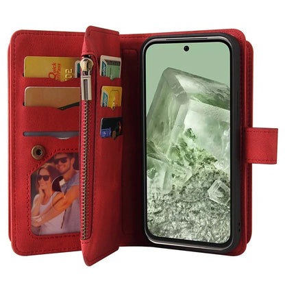 KT Multi-Functional Series-2 For Google Pixel 8a Cover Skin-Touch Phone Case Leather Multifunction Wallet