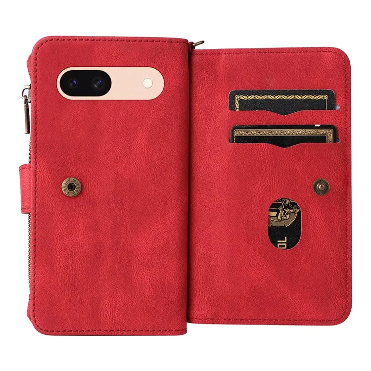 KT Multi-Functional Series-2 For Google Pixel 8a Cover Skin-Touch Phone Case Leather Multifunction Wallet