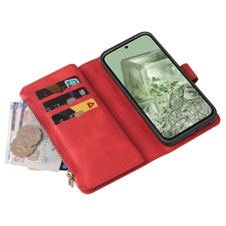KT Multi-Functional Series-2 For Google Pixel 8a Cover Skin-Touch Phone Case Leather Multifunction Wallet