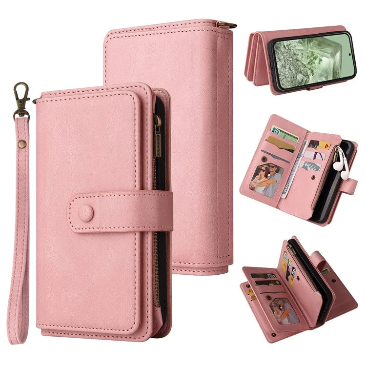 KT Multi-Functional Series-2 For Google Pixel 8a Cover Skin-Touch Phone Case Leather Multifunction Wallet