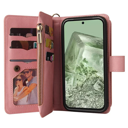 KT Multi-Functional Series-2 For Google Pixel 8a Cover Skin-Touch Phone Case Leather Multifunction Wallet