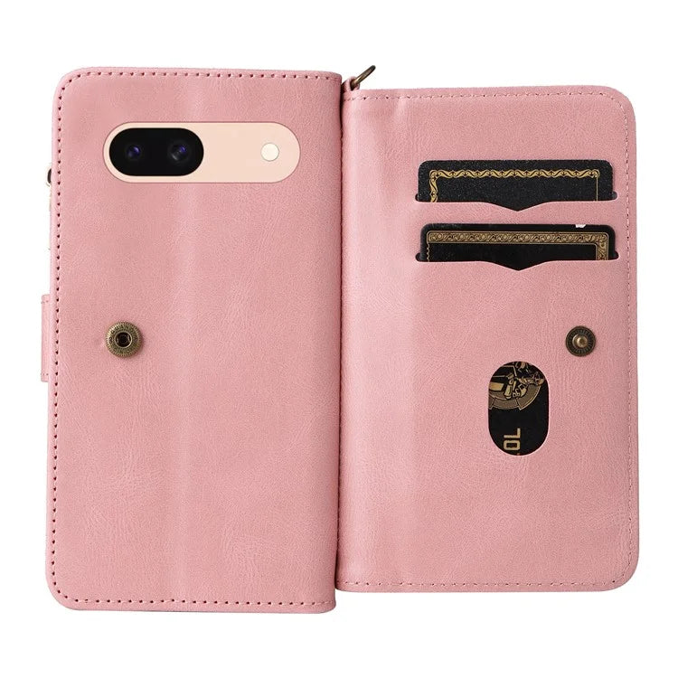 KT Multi-Functional Series-2 For Google Pixel 8a Cover Skin-Touch Phone Case Leather Multifunction Wallet