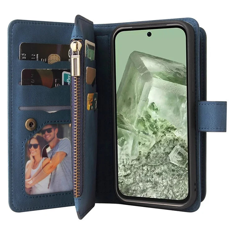 KT Multi-Functional Series-2 For Google Pixel 8a Cover Skin-Touch Phone Case Leather Multifunction Wallet