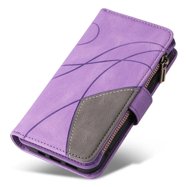 KT Multi-function Series-5 For Google Pixel 8a Zipper Splicing Wallet Stand Phone Case Leather Cover with 9 Card Slots