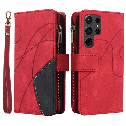 KT Multi-function Series-5 For Samsung Galaxy S24 Ultra Case PU Leather Splicing Wallet Stand Phone Cover