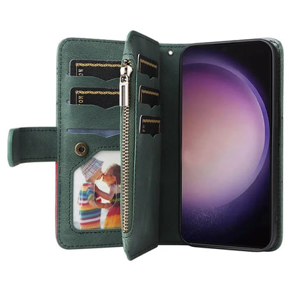KT Multi-function Series-5 For Samsung Galaxy S24 Ultra Case PU Leather Splicing Wallet Stand Phone Cover