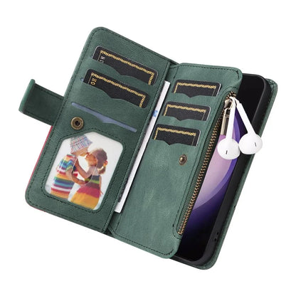 KT Multi-function Series-5 For Samsung Galaxy S24 Ultra Case PU Leather Splicing Wallet Stand Phone Cover