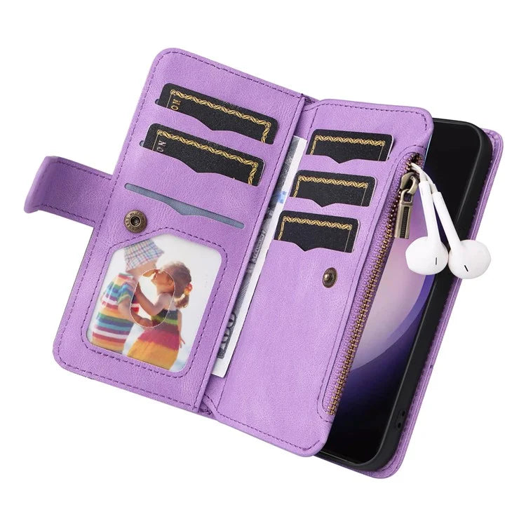 KT Multi-function Series-5 For Samsung Galaxy S24 Ultra Case PU Leather Splicing Wallet Stand Phone Cover