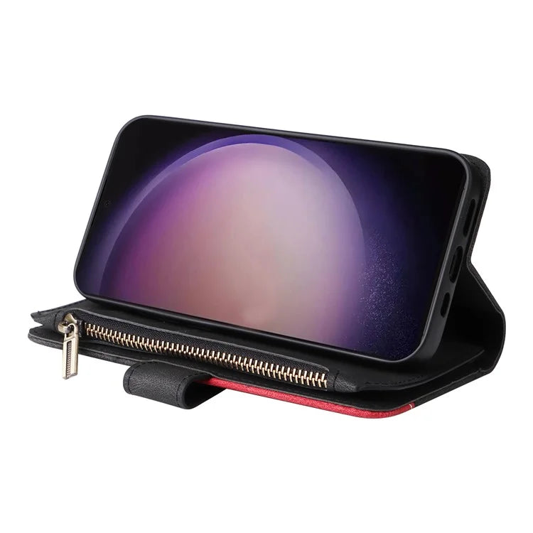KT Multi-function Series-5 For Samsung Galaxy S24 Ultra Case PU Leather Splicing Wallet Stand Phone Cover