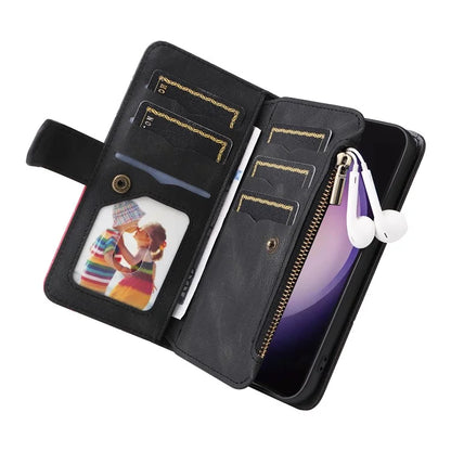 KT Multi-function Series-5 For Samsung Galaxy S24 Ultra Case PU Leather Splicing Wallet Stand Phone Cover