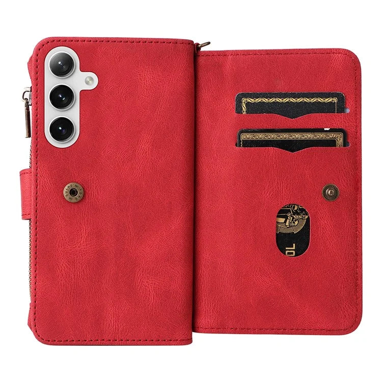 KT Multi-Functional Series-2 For Samsung Galaxy S24+ Cover Zipper Wallet Multiple Card Slots Phone Case