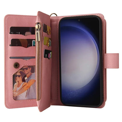 KT Multi-Functional Series-2 For Samsung Galaxy S24+ Cover Zipper Wallet Multiple Card Slots Phone Case