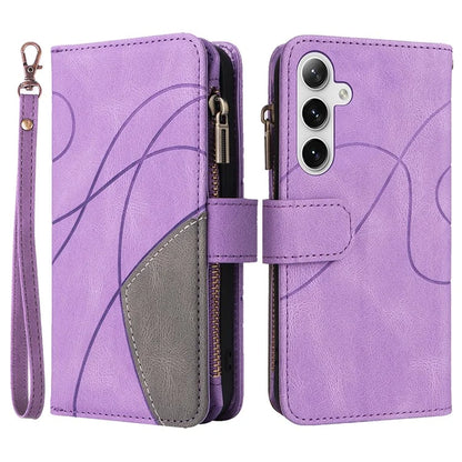 KT Multi-function Series-5 Phone Shell For Samsung Galaxy S24 Leather Wallet Stand Case 9 Card Slots Cover