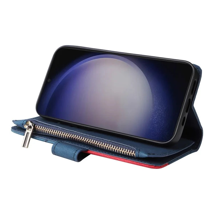 KT Multi-function Series-5 Phone Shell For Samsung Galaxy S24 Leather Wallet Stand Case 9 Card Slots Cover